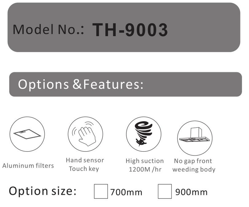 Küchen-Produkt-Ventilator-großer Sog unter Kabinett-Dunstabzugshaube Th-9003