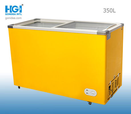 350-Liter-tiefer Kasten-Gefrierschrank-Glasschiebetür-Gefrierschrank 60HZ vorbeschichtetes weißes Alu