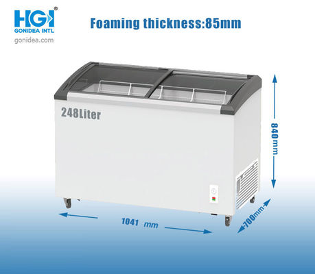 Ccc-Fleisch-Anzeigen-Tiefkühltruhe 248 Liter-Glasplatte-Eiscreme-Gefrierschrank
